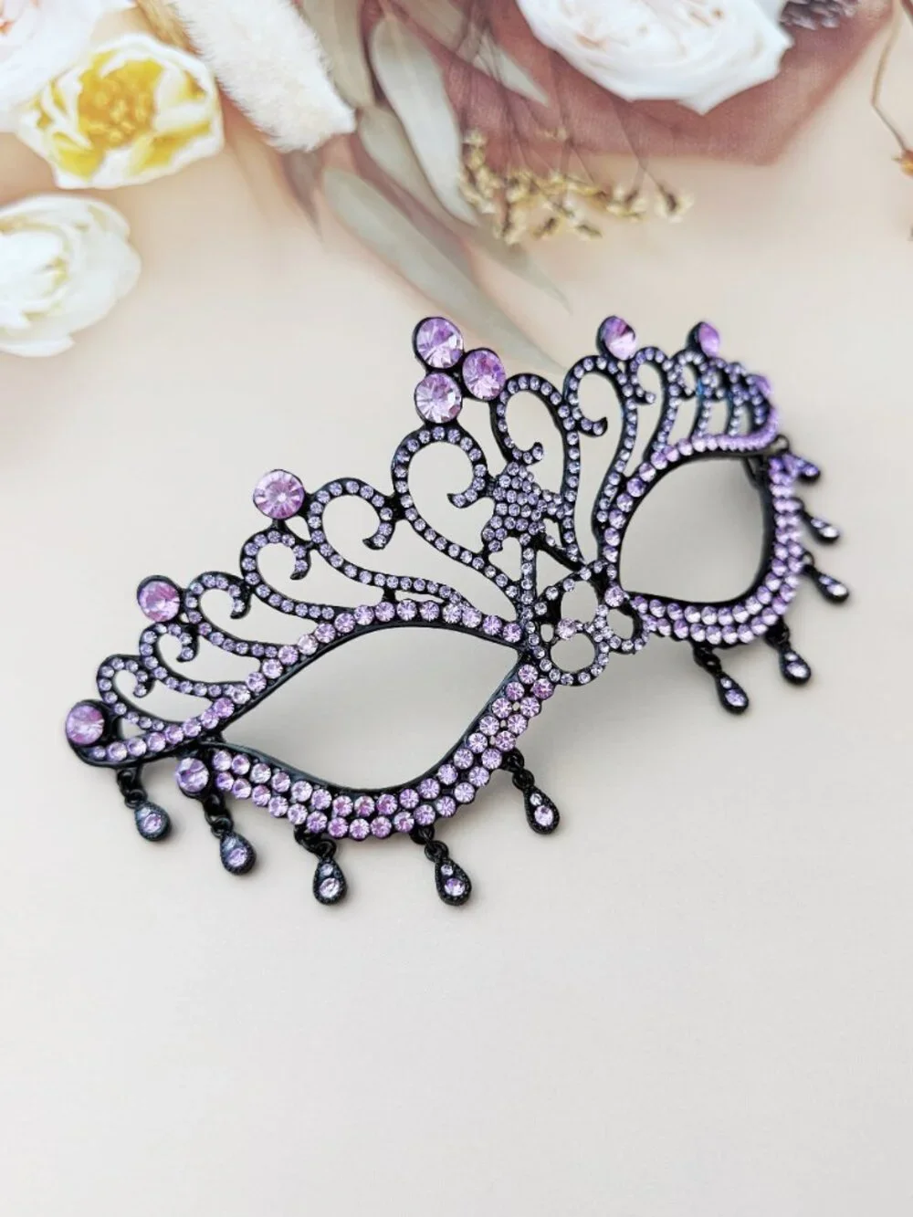 Lavender Masquerade Mask, Crystal Eye Mask, Prom Ball Mask, Mardi Gras Mask